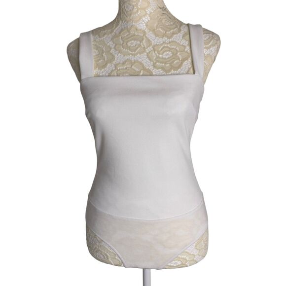 Lulus Bodysuit Tank Top Blouse Square Neck Cream Ivory S NWT - Picture 1 of 6